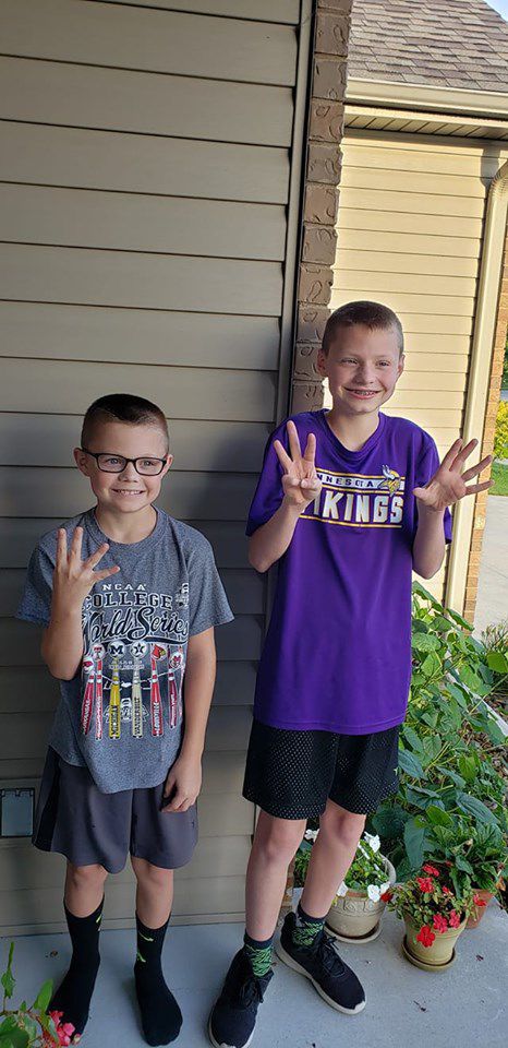 Riley in 8th grade, Colin in 4th